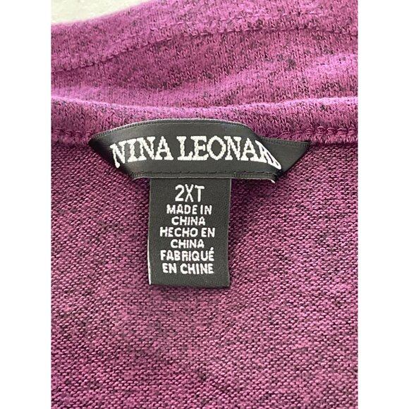 Nina Leonard 3 Piece Shawl Cardigan Tank and Pant Set Size 2XT Raisin Multi Cozy - Picture 3 of 5